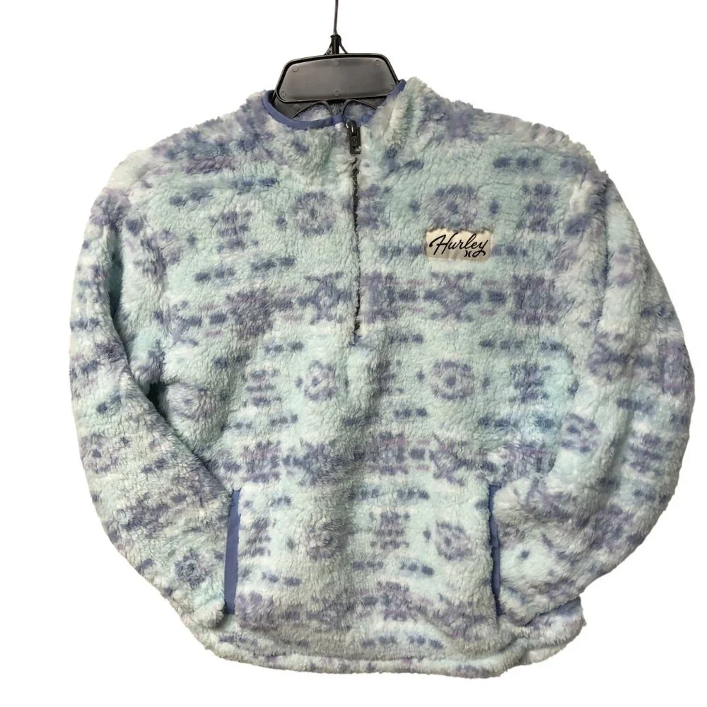 Hurley Girls‎ Sherpa Printed Quarter-Zip Jacket m 7/8 NWT